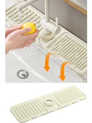 Mikasso Mutfak ve Banyo Lavabo Kenarı Silikon Mat Su Sıçrama Önleyici Tezgah Matı Silikon Gri