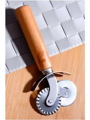 Mikasso Ahşap Saplı Çift Çelik Bıçaklı Lüx Pizza Kesici Çelik