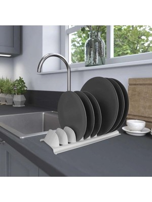 Mikasso 1 Adet Dolap Içi Tencere Tava Kapağı Tabak Düzenleyici Sepet Tabaklık Bulaşıklık Mutfak Beyaz Siyah