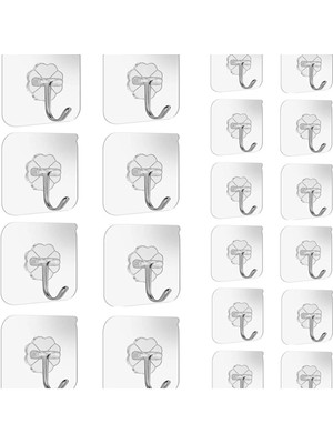 Mikasso 12 Adet Şeffaf Güçlü Duvar Askısı Askılığı Yapışkan Vantuz Kanca Mutfak Banyo Duvar Kanca Metal Turu
