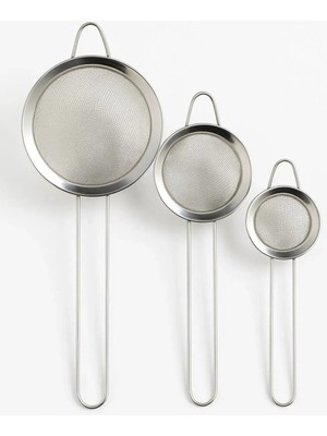 Mikasso 3'lü Set Paslanmaz Çelik Metal Süzgeç SZG105 Paslanmaz Çelik