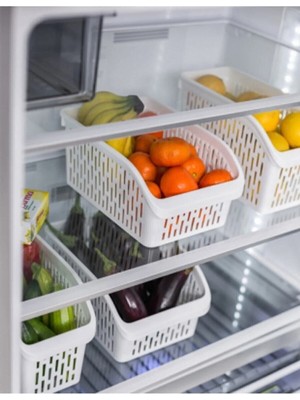 Mikasso Buzdolabı Dolap Içi Düzenleyici Organizer 3 Adet Beyaz Plastik Turkuaz