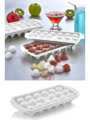 Mikasso 18 Bölmeli Elmas Şekil Buz Kalıbı Kapaklı Pratik Buzluk Kristal Şekil Buz Kalıbı Plastik Renkli