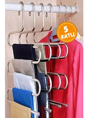 Mikasso 5 Bölmeli Metal Elbise Askısı - Giysi Pantalon Eşarp Fular Düzenleyici Metal Pembe