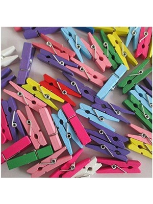 Mikasso 100 Adet Mini Mandal-Minik Mandal-Dekoratif Süsleme-Renkli Mini Ahşap Mandal 2 Beyaz