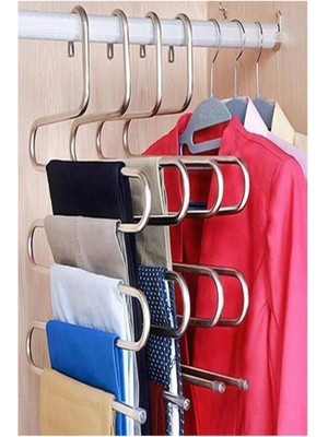 Mikasso Adet 5 Katlı Metal Pantolon Eşarp Askısı - 5 Adet Askılık Plastik Çok Renkli Tr