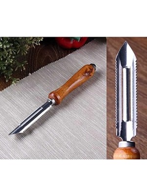 Mikasso Ahşap Saplı Kabak Oyacağı Oyacak Sebze Soyucu Beyaz