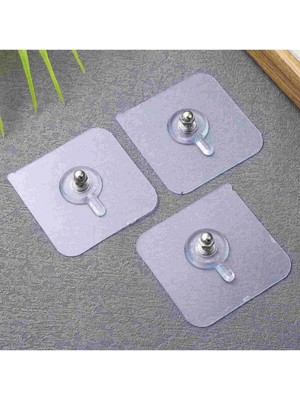 Mikasso 5 Adet Kendinden Yapışkanlı Duvar Kancaları Şeffaf Raf Duvar Askıları Mutfak Banyo Vida Kanca Çivi P