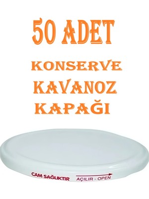 Mikasso 50 Adet Konserve Kapağı Beyaz 82 mm Silikonlu - Konserve Kavanoz Kapağı Orijinal Kapak Sbk Metal Bey