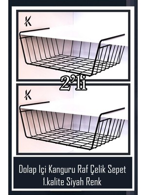 Mikasso 1.kalte Dolap Içi Kanguru Raf Çelik Sepet Askılı Raf Siyah Metal Çok Renkli Tr