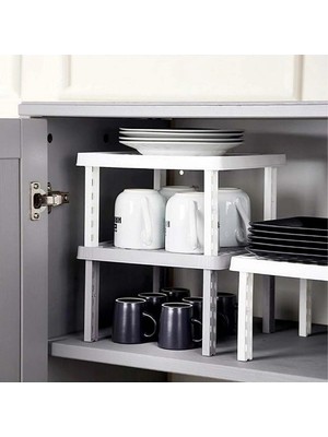 Mikasso 1 Adet Gondol Büyük Dolap Içi Düzenleyici Raf, Bardak Rafı, Düzenleme Rafı Ahşap 13 x 28 Beyaz Tr