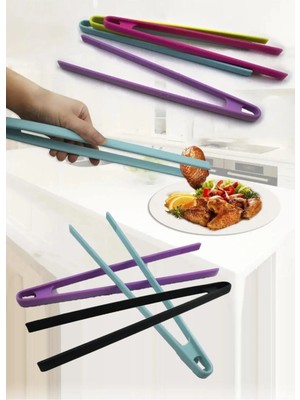 Mikasso Silikon Maşa Kızartma Servis Sunum Maşası Tutacak Silikon Çok Renkli