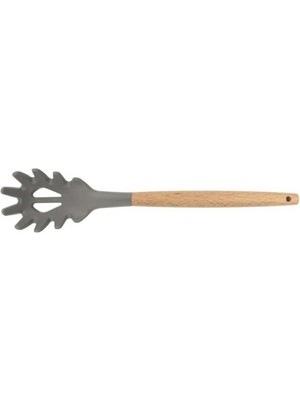 Mikasso Silikon Spagetti Kaşığı Ahşap Sap (Akk-14) Çelik Kahverengi