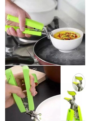 Mikasso 2 Adet Silikon Uçlu Tava Tencere Sahan Kase Tutma Kolu Pratik Tencere Tava Tutacak Çelik Yeşil