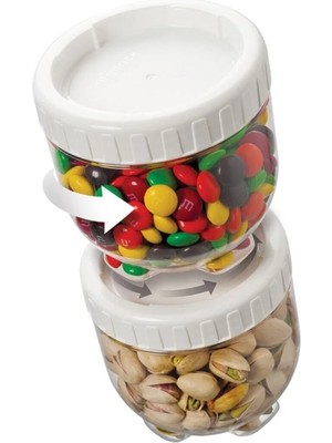 Mikasso 2 Adet Bakliyat Kuruyemiş Plastik Kavanoz Saklama Kabı Kilitli Mekanizmalı Plastik Çok Renkli