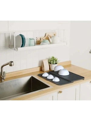 Mikasso Genişleyebilir Kokusuz Bulaşıklık | Tezgâh Üstü Ayarlanabilir Bulaşık Kurutmalık Raf Siyah Plastik S