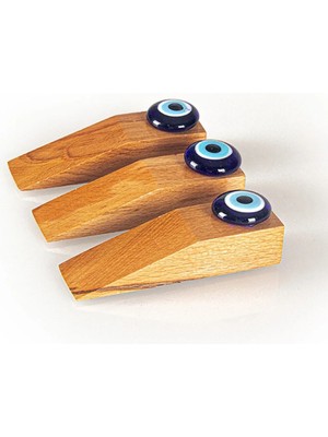 Mikasso Kahverengi 3 Adet Ideal Ahşap Nazar Boncuklu Kapı Stoperi