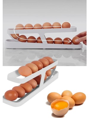 Mikasso Iki Katlı Pratik Özel Üretim Kullanışlı Beyaz Plastik Yeni Nesil Yumurta Standı /buzdolabı Rafı Pla