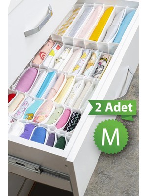 Mikasso 2 Adet 11 Bölmeli Çizgili Akordiyon Çok Amaçlı Çekmece Dolap Içi Organizer Düzenleyici 15X43X14 cm M