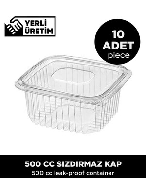 Mikasso 500 cc Sızdırmaz Kap - 10 Adet Plastik Şeffaf