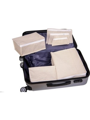 Mikasso 6'lı Valiz Düzenleyici Bavul Içi Organizer Set Seyahat Hurcu Camel Desenli Kahverengi