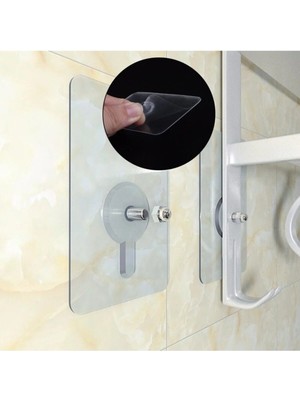 Mikasso Resim Çerçeve Obje Için Montaj Kiti Delmeden Çerçeve Asma Aparatı Vidalı Yapışkanlı 2 Adet Şeffaf