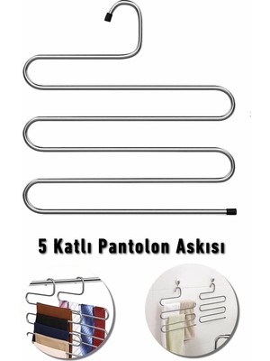Mikasso Heredot 1 Adet Metal Pantolon Eşarp Askısı 5 Katlı 1 Adet Askı MIT20006 Metal Metalik Tr