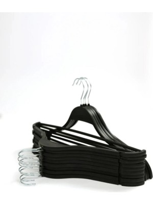 Mikasso 6 Adet Lüks Askı Ahşap Görünümlü Plastik Elbise Kıyafet Askılığı Plastik Siyah Tr