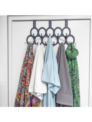 Mikasso Pratik Banyo, Kapı Arkası 11 Gözlü Mutfak Havlu Askılık, Dolap Içi Düzenleyici Askılık Gri Plastik G