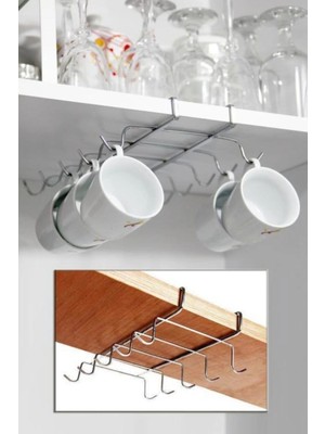 Mikasso Raf Altı 10 Kancalı Fincan Kupa Askılığı Metal Gri