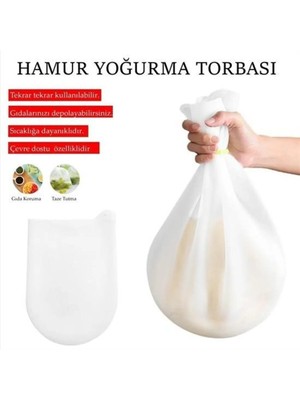 Mikasso Buffer® Orta Hamur Torbası Silikon Şeffaf Hamur Yoğurma Torbası Ekmek Makarna Mantı Hamuru Kolay Yo