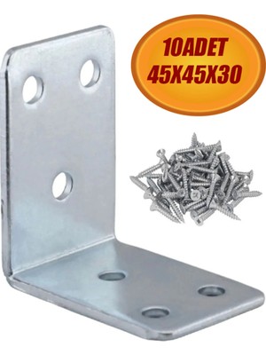 Mikasso Mobilya Eşya Dolap Duvara Sabitleme Köşebent Bağlantı Aparatı L Demiri Gönye 45X45X30 mm 10 Adet. gr