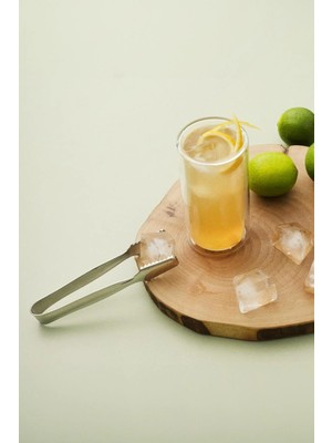 Mikasso Paslanmaz Çelik Buz Maşası 15 cm Içecek Kokteyl Bar Servis Maşası Paslanmaz Çelik Metalik