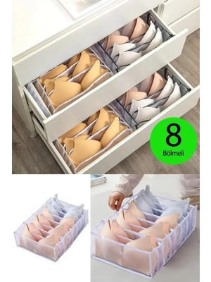 Mikasso Şeffaf Sütyen Düzenleyici Çekmece Dolap Içi Organizer 36 x 29 x 12 cm Kumaş Beyaz Eg