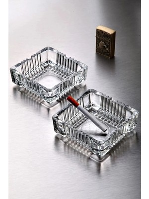 Mikasso 2 Adet 11X11 cm Kare Lüx Cam Bistro Kristal Küllük Cam Beyaz Kare