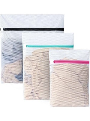 Mikasso Çamaşır ve Perdeler Için Dağınıklık Önleyici 3'lü Renkli Farklı Boylarda Çamaşır Makine Torbası Tr