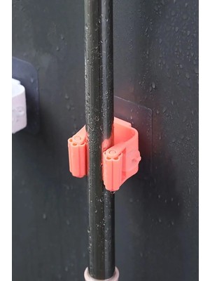 Mikasso Mop Askısı Pratik Süpürge ve Paspas Tutucu Duvar Askısı 4 Adet Banyo Askı Gri