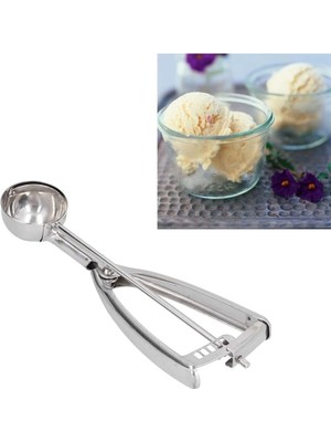 Mikasso Paslanmaz Çelik Dondurma Kaşığı, Meyve Toplama Kaşığı, Helva Kurabiye Kaşığı Paslanmaz Çelik Metalik