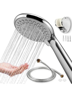 Mikasso Yüksek Basınçlı Duş Seti 150 cm Çelik Hortumlu Masajlı Filtreli Evrensel Banyo Seti Metalik Plastik