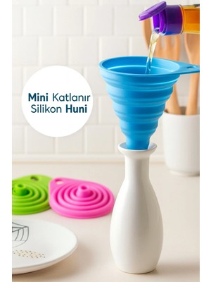 Mikasso 4’lü Katlanır Silikon Huni – Mini Taşınabilir & Pratik Dolum Aparatı Silikon