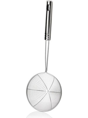 Mikasso Çelik Lüx Paslanmaz Kızartma Kevgiri, Yağ Süzgeci, Çelik Tel Kepçe Çelik