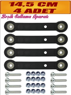 Mikasso 4'lü Beşik Sallama Aparatı (Iki Delik Arası 14.5 Cm) Siyah Çocuk Bebek Beşiği Takımı Aparatı Seti. S