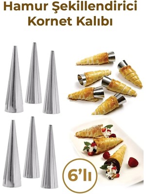 Mikasso 6 Lı Paslanmaz Çelik Hamur Kornet Kalıbı MIT1043 Paslanmaz Çelik Gri