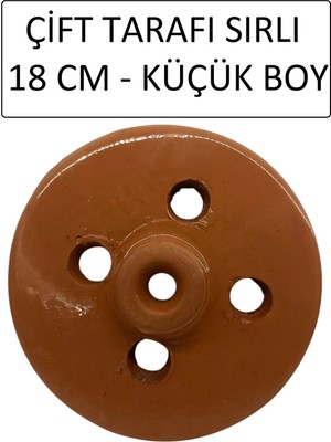 Mikasso Dolma Taşı Sarma Taşı Kapağı 18 cm Tam Sırlı Toprak Toprak Kahverengi