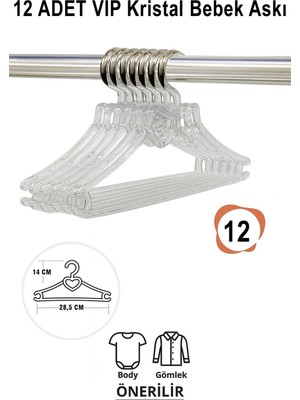 Mikasso Bebek Elbise Askısı 12 Adet Kristal-Fiyonk Bebek Kıyafet Askısı Vıp Plastik Beyaz Tr