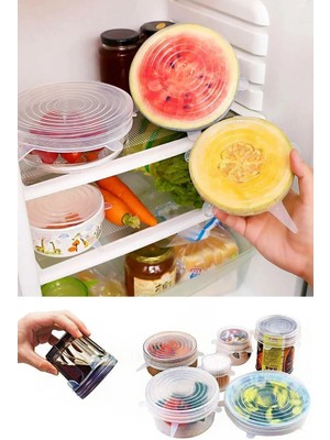 Mikasso 6 Boy Gıda Koruyucu Silikon Streç Kapak Bone Strech Saklama Kabı Kapağı Belirtilmemiş Beyaz