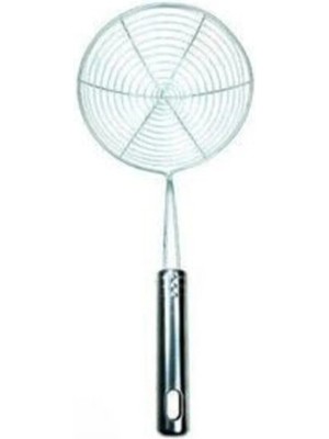 Mikasso Patates Kabak Sebze Kızartma Tel Kevgiri Kepçesi Metal Paslanmaz Çelik Bej