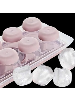 Mikasso 1 Adet 12'li Kapaklı Yapışmaz Silikon Tabanlı Plastik Küp Buz Kalıbı – Sızdırmaz Kapak Plastik Şeffa