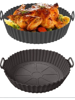 Mikasso Airfryer Silikon Pişirme Kabı - Hava Fritözü Kabı -Airfryer Aksesuar - Tüm Airfryer'lara Uyumlu Sili