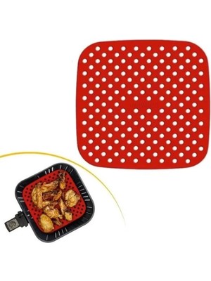 Mikasso Renkli Isıya Dayanıklı Yıkanılabilir Silikon Fırın ve Airfryer Kare Pişirme Matı 21,5 cm Plastik